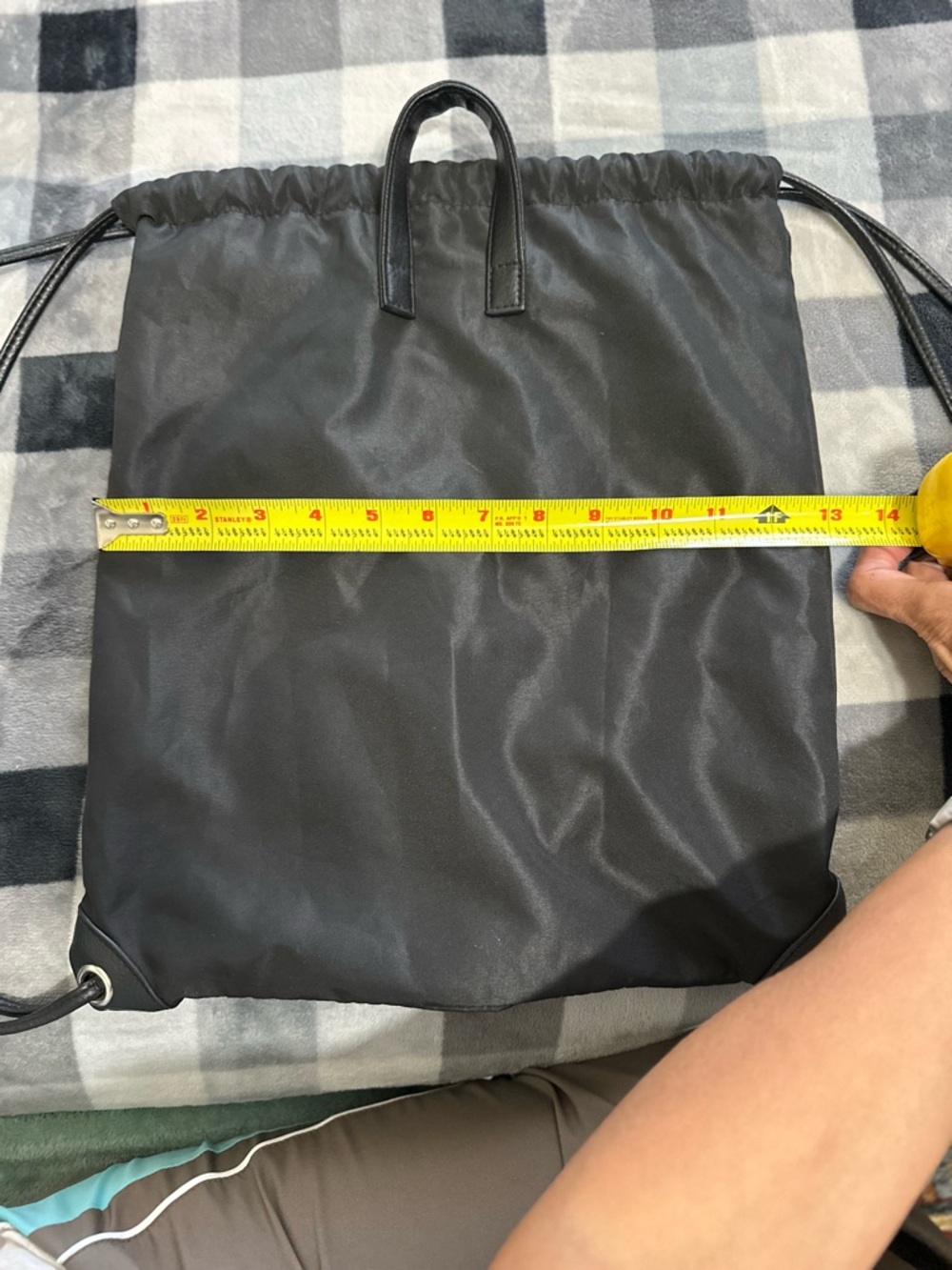 Black Drawstring Backpack Tote - Unbranded - Picture 2 of 8